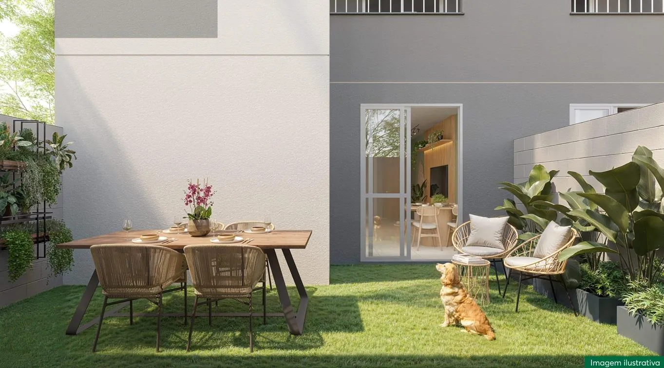 Área privativa do apartamento térreo com quintal