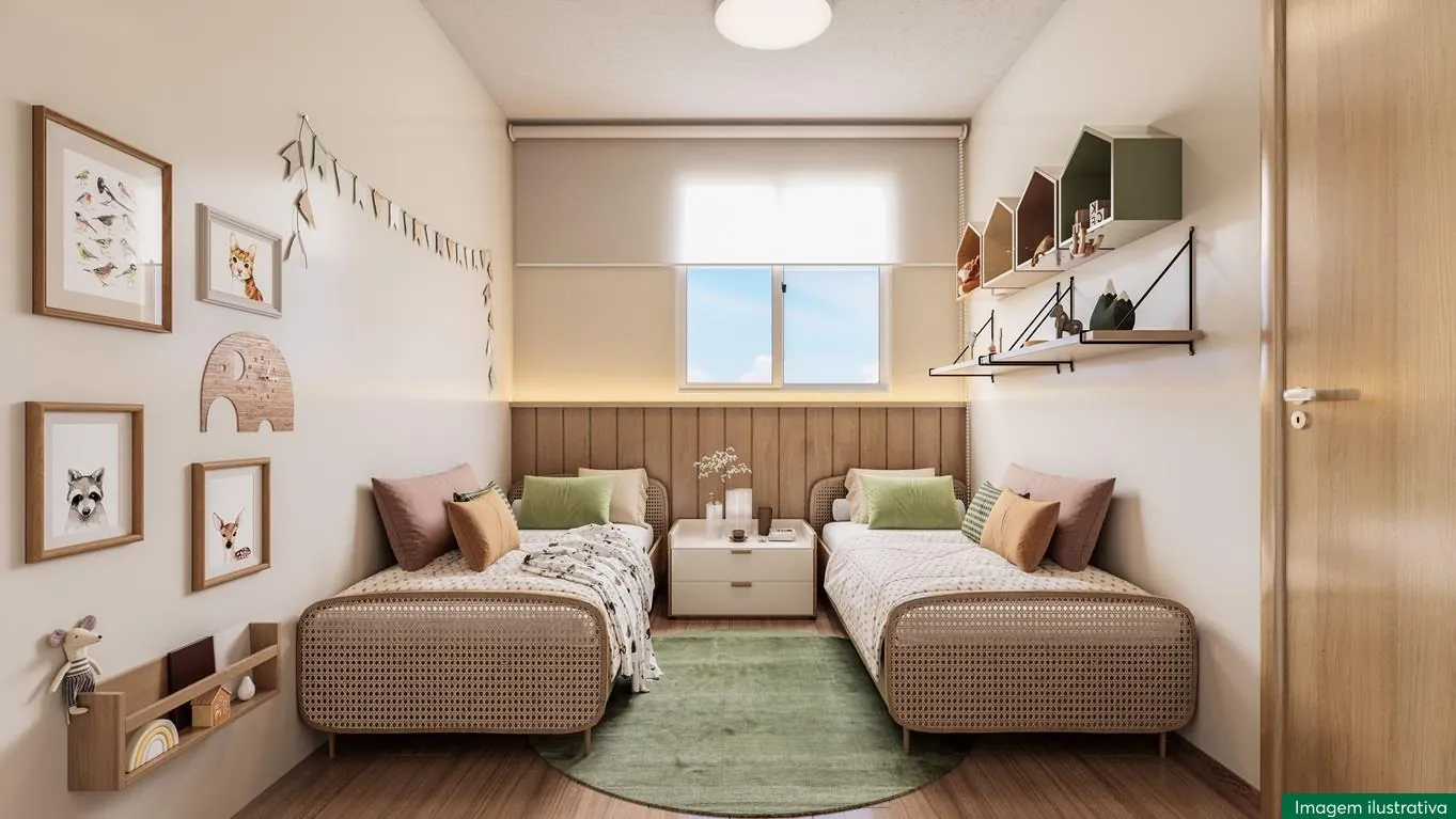 Quarto de solteiro com duas camas