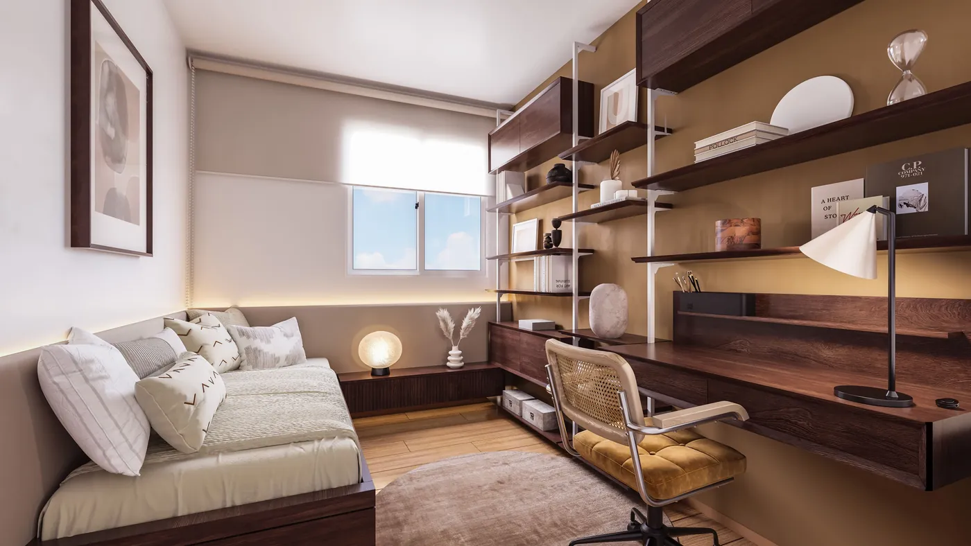 Quarto com escrivaninha