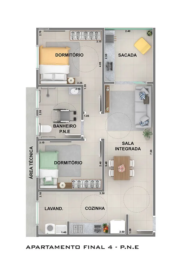 Planta do apartamento adaptado