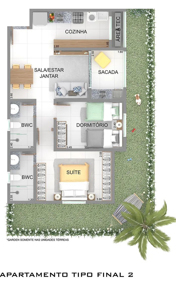 Planta do apartamento com suíte