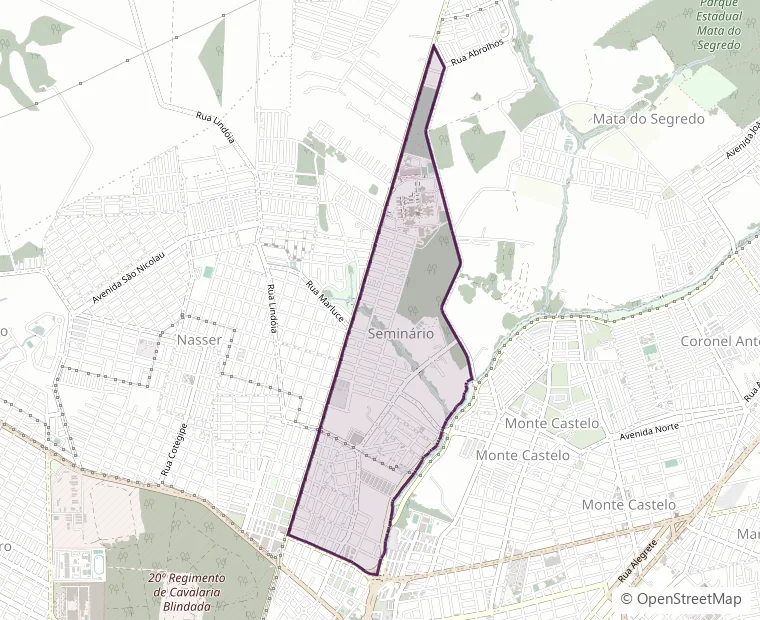 Mapa da região do bairro Seminário, em Campo Grande MS, onde fica o Helisi