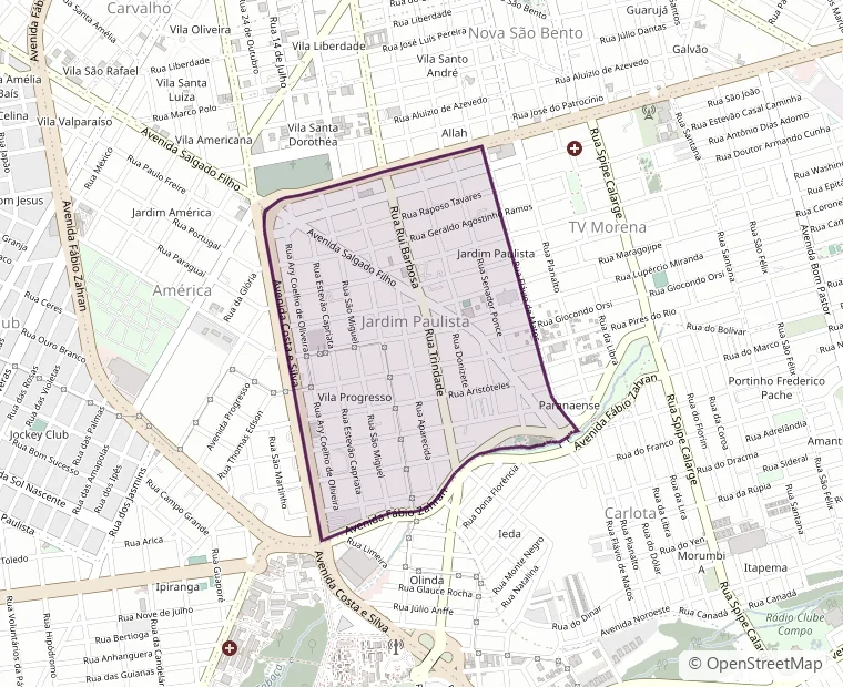 Mapa da região do bairro Jardim Paulista, em Campo Grande MS, onde fica o Órion