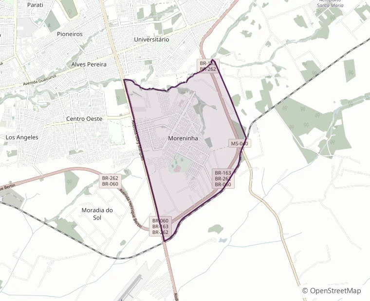 Mapa da região do bairro Moreninhas, em Campo Grande MS, onde fica o Residencial Água Branca