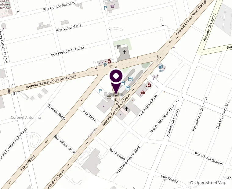 Mapa com a localização do Villas de Madrid na Rua Santo Ângelo, 777 — Coronel Antonino, em Campo Grande MS